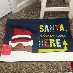 Santa Please Stop Here Holiday Door Mat